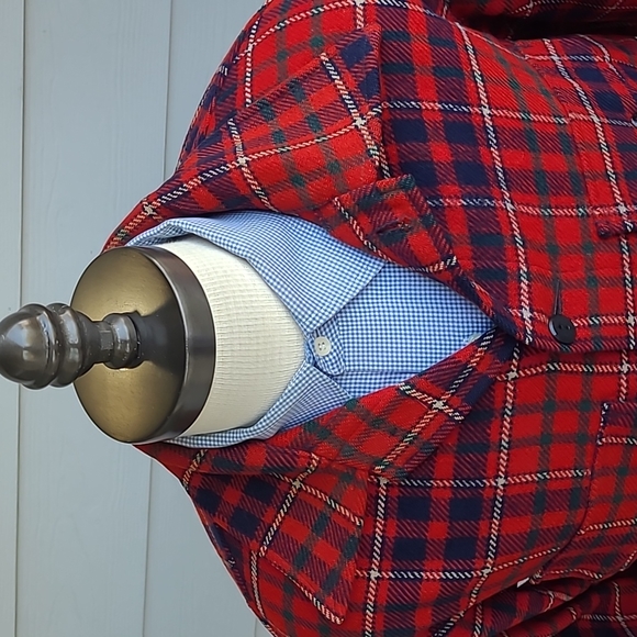 PENDLETON Red Plaid Pure Virgin Wool‎ Medium Mens Heavy Shirt Jacket VTG RARE - Picture 2 of 11
